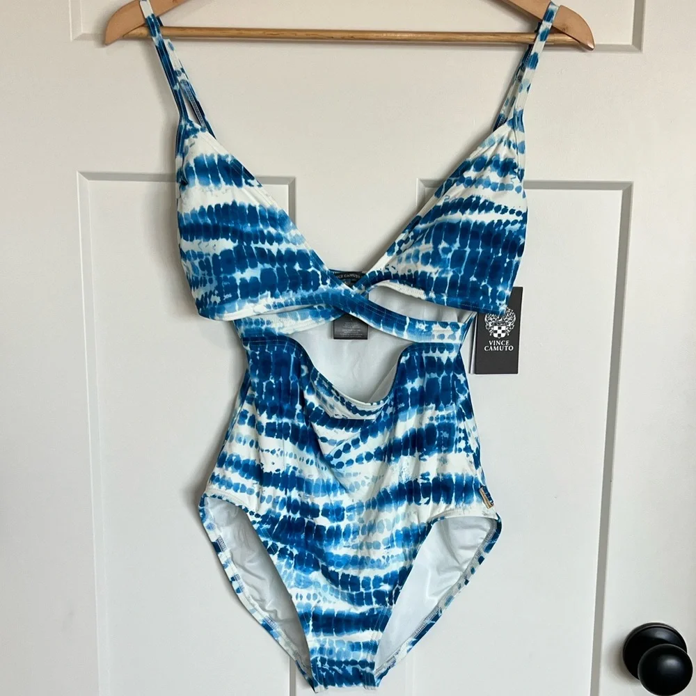 Vince Camuto Azure Blue Tie-Dye One-Piece Swim - Picture 5 of 8